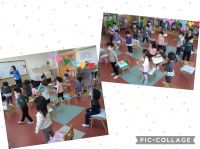 にじくみ先日の英語の様子です。体を動かして、みんな楽しく取り組んでいましたよ✨