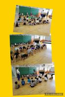 ゆりくみ✨体操の時間に「こうやるんだよ！」と技をにこにこちゃん達に教えたり、にこにこちゃんが頑張って体操しているところを応援したりしています。