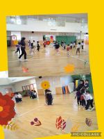 にこにこキッズ☺️ぞうくみ🐘ホールで一緒に遊びました😊合図で、一斉にフラフープの中に入ります✨だんだん輪が少なくなってくるので、「こっちが空いてるよ！」と協力し合って、みんな優勝でした🎶