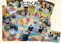 にじくみ🌈今日のおにぎりの日は、初めてタンタンのお部屋で食べました🍙美味しいおにぎりを食べた後は、玩具に一直線🤩にじくみのお部屋にはない玩具がたくさんあるので大喜びで遊んでいましたよ🚂