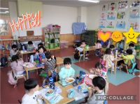 にじくみ🌈幼稚園生活が始まって一週間がたちました✨家族に会いたくなり、ちょっぴり涙する時もありますが、どんな活動も元気に頑張っていますよ☀️やっぱり楽しみはお昼ご飯!モリモリ食べています🎵