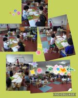 にじくみ🌈ノートとポンキーでお絵描きをしました🎶自分のノートにみんな大喜び😊思い思いの色で形や自分の顔などを描いて楽しみました☀️