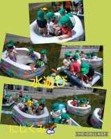 にじくみ🌈にこにこキッズ😊暑くなってきましたね☀️園のプールで水遊びをしました✨最初は「水が冷たい！」と話していましたが、すぐに慣れ、水の中の宝石を拾ったり、友達と水のかけ合いをしたりと大盛り上がりでした🎶