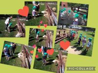 にじくみ🌈にこにこキッズ☺️さとらんどに動物を見に行きました✨牛や馬、そして羊に会い、にこにこ顔のみんなです😊羊にニンジンをあげて、「食べた🎶」と嬉しそうに話していました😆