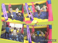 にじくみ🌈にこにこキッズ☺️エアランドで遊びました😆わくわくキッズでもお馴染みの楽しい遊具、みんなで一列に並んで順番を待つことができました。ピョンピョンと元気良く跳んで遊ぶ子、座って揺れを楽しむ子、たくさん遊びました✨